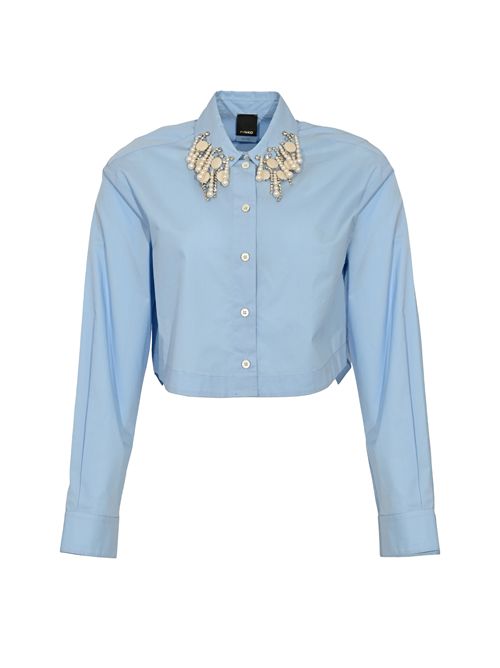 Camicia cropped Caffelatte con applicazioni gioiello PINKO | 105620 A2EUE82